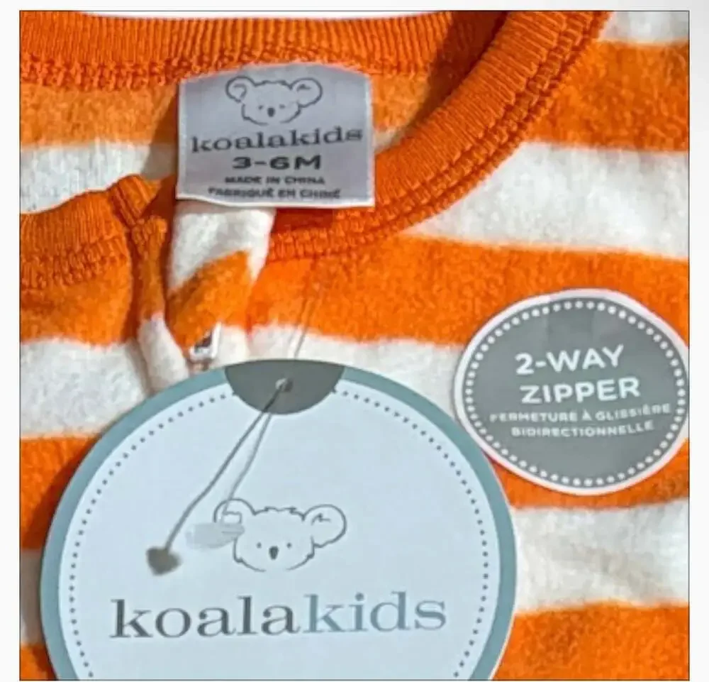 Koala Kids Peek-A-Boo Halloween Pumpkin Striped Footed Sleeper 3-6M NWT